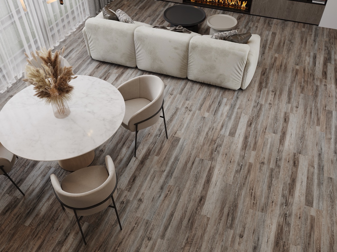 Кварцвиниловый SPC ламинат Cronafloor Nano Дуб Французский BD-40035-2 1200×180×3,5 фото в интерьере